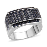 Simulated Black Diamond Men's Ring in Rhodium & Silvertone (Size 10.0) 3.00 ctw