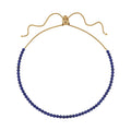 Lapis Lazuli and Neon Green Austrian Crystal Beaded and Lariat Necklace with Tiger Charm 18 Inches in Black Oxidized Stainless Steel 111.50 ctw - Sticky add to cart bar