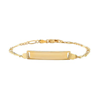 14K Yellow and White Gold Figaro Chain with Dogtag Bracelet (7.00 In) 4.1 Grams