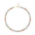 Multi Color Austrian Crystal Link Necklace 20-22 Inches in Goldtone - Sticky add to cart bar