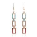 Multi Color Austrian Crystal Link Dangle Earrings in Goldtone - Sticky add to cart bar