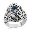 BALI LEGACY Swiss Blue Topaz Floral Ring in 18K Yellow Gold and Sterling Silver (Size 10.0) (11.70 g) 1.50 ctw - Sticky add to cart bar