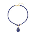 Lapis Lazuli and Simulated Emerald Beaded Necklace 18-20 Inches in Goldtone 161.00 ctw - Sticky add to cart bar
