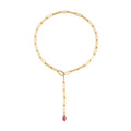 White Glass Lariat Necklace 22 Inches in Stainless Steel - Sticky add to cart bar