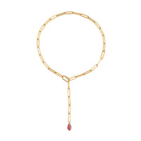 White Glass Lariat Necklace 22 Inches in Stainless Steel