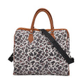 TLV Black and Brown Leopard Pattern Tote Bag (16.93"x7.87"x14.96") with 40" Shoulder Strap - Sticky add to cart bar