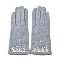 Grey Cashmere Warm Gloves with Bowknot and Equipped Touch Screen Friendly (9.2"x3.54")