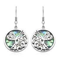 Abalone Shell Dragonflies Earrings in Stainless Steel 1.00 ctw