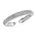 White Austrian Crystal and Enameled Sparkling Cuff Bracelet in Silvertone (6.75 in) - Sticky add to cart bar