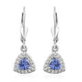 Tanzanite and Natural White Zircon Sunburst Earrings in Platinum Over Sterling Silver - Sticky add to cart bar