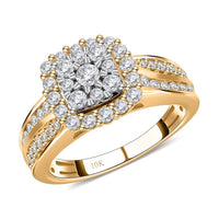 10K Yellow and White Gold Diamond Cluster Ring 4.40 Grams 1.00 ctw