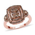 Natural Champagne Diamond Classic Cluster Ring in Vermeil Rose Gold Over Sterling Silver - Sticky add to cart bar
