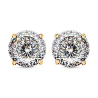 10K White Gold 120 Facets Moissanite Solitaire Stud Earrings 2.00 ctw