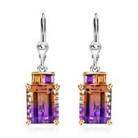 AAA Anahi Ametrine Earrings, Multi Gemstone Earrings, Lever Back Earrings, Sterling Silver Earrings 10.60 ctw