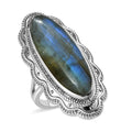 Malagasy Labradorite Solitaire Ring in Platinum Over Copper 14.75 ctw - Sticky add to cart bar