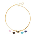 Multi Gemstone 5 Interchangeable stone with Choker Necklace 18-20 Inches in Stainless Steel 17.50 ctw - Sticky add to cart bar