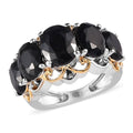 Midnight Sapphire 5 Stone Ring in Vermeil Yellow Gold and Platinum Over Sterling Silver 8.15 ctw - Sticky add to cart bar