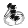 Australian Black Tourmaline 5 Stone Ring in Stainless Steel (Size 10.0) 2.25 ctw - Sticky add to cart bar