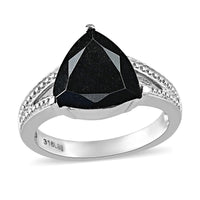 Australian Black Tourmaline Solitaire Ring in Stainless Steel (Size 10.0) 3.50 ctw