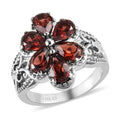 Mozambique Garnet Floral Ring in Stainless Steel 2.90 ctw - Sticky add to cart bar