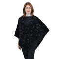 " PASSAGE Poncho with flower pattern. Material: 100% polyester. Size: 31.5X38.5 inch Weight:185g . Color: Black " - Sticky add to cart bar