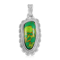 Mojave Green Turquoise Fancy Pendant in Platinum Over Copper with Magnet 6.35 ctw