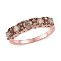 Natural Champagne Diamond Half Eternity Band Ring in Vermeil Rose Gold Over Sterling Silver 1.00 ctw - Sticky add to cart bar