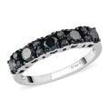 Blue Diamond (IR) Half Eternity Band Ring in Rhodium and Platinum Over Sterling Silver (Size 10.0) 1.00 ctw - Sticky add to cart bar