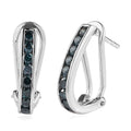 Blue Diamond Omega Clip Earrings in Platinum Over Sterling Silver 1.00 ctw - Sticky add to cart bar