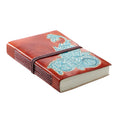 Hand Painted Stitch 100% Genuine Leather Journal With Handmade Papers Size:7(L) x 5(W) Inches   Color: Brown - Sticky add to cart bar