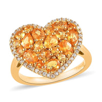 Viceroy Spessartine Garnet and Moissanite Heart Ring in Vermeil Yellow Gold Over Sterling Silver 2.65 ctw