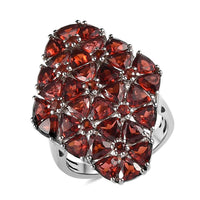 Mozambique Garnet Floral Elongated Ring in Platinum Over Sterling Silver (Size 10.0) (7.30 g) (Delivery in 7-10 Business Days) 8.75 ctw