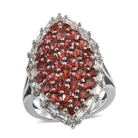 Mozambique Garnet, White Topaz Ring in Platinum Over Sterling Silver (Size 10.0) (Delivery in 7-10 Business Days) 4.15 ctw