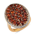 Mozambique Garnet and Natural White Zircon Ring in Vermeil Yellow Gold Over Sterling Silver (Size 10.0) 6.85 ctw - Sticky add to cart bar