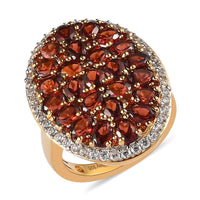 Mozambique Garnet and Natural White Zircon Ring in Vermeil Yellow Gold Over Sterling Silver (Size 10.0) 6.85 ctw