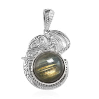 Malagasy Labradorite Elephant Pendant in Platinum Over Copper with Magnet 12.50 ctw