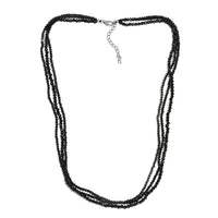 Thai Black Spinel Beaded Necklace 20-22 Inches in Sterling Silver 92.10 ctw