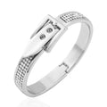 Austrian Crystal Buckle Bangle Bracelet in Silvertone (7.0 In) - Sticky add to cart bar