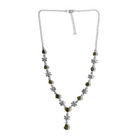Artisan Crafted Premium Italian Natural Vesuvianite Fancy Necklace 18 Inches in Sterling Silver 13.85 ctw