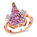 Rose De France Amethyst and Moissanite Statement Ring in Vermeil Rose Gold Over Sterling Silver - Sticky add to cart bar