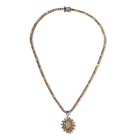 TLV Madagascar Yellow Sapphire, Multi Gemstone Floral Necklace (18 Inches) in Platinum Over Sterling Silver (19.75 g) 29.10 ctw