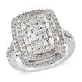 TLV Diamond Cocktail Ring in Platinum Over Sterling Silver (Size 10.0) 1.00 ctw - Sticky add to cart bar