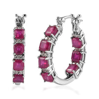 TLV Asscher Cut Masoala Sapphire, Natural White Zircon Inside Out Hoop Earrings in Platinum Over Sterling Silver 7.65 ctw