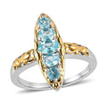 Madagascar Paraiba Apatite Elongated Ring in Vermeil Yellow Gold and Platinum Over Sterling Silver 0.75 ctw - Sticky add to cart bar