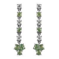Ambanja Demantoid Garnet and Moissanite Dangling Earrings in Platinum Over Sterling Silver 2.90 ctw