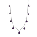 Amethyst Station Necklace 20 Inches in Sterling Silver 9.00 ctw - Sticky add to cart bar
