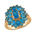 Malgache Neon Apatite Cluster Ring in Vermeil Yellow Gold Over Sterling Silver 2.75 ctw - Sticky add to cart bar