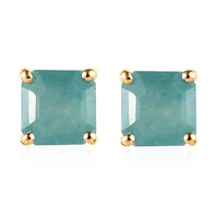 LUXORO 10K Yellow Gold Asscher Cut Premium AMERICAN Natural Arizona Peridot Solitaire Stud Earrings 1.35 ctw