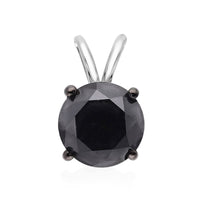 Luxoro Premium Black Diamond 3.00 ctw Solitaire Pendant in 10K White Gold