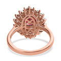 Natural Tanzanian Wine Garnet and Natural White Zircon Sunburst Ring in Vermeil Rose Gold Over Sterling Silver 3.60 ctw - Sticky add to cart bar